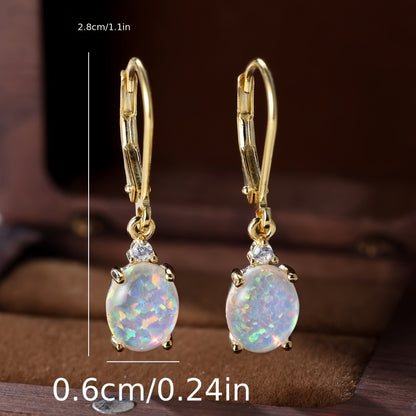 Dangle Earrings for Women - Opal 2 Pairs for - Sparkling Hypoallergenic Drop in Silver & Gold - product detail view 6