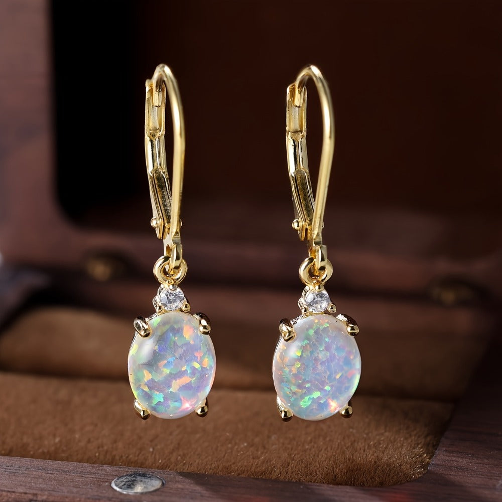 Dangle Earrings for Women - Opal 2 Pairs for - Sparkling Hypoallergenic Drop in Silver & Gold - product detail view 9
