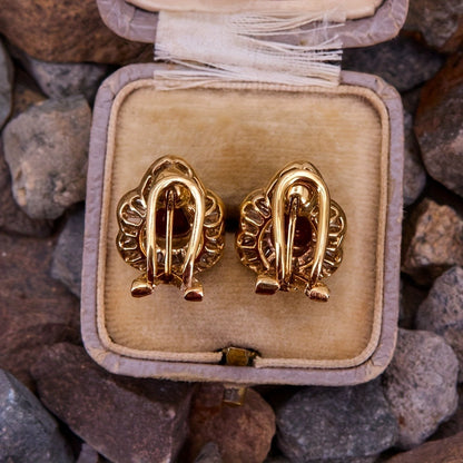 Dangle Earrings for Women - Red Gemstone Drop for Gold Copper Pendant with Classic Red Faux Stone - product detail view 4