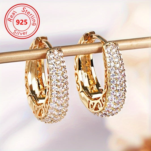 Dangle Earrings for Women - S925 Sterling Silver Gold Plated CZ for | Sparkling Synthetic Zirconia - main product view