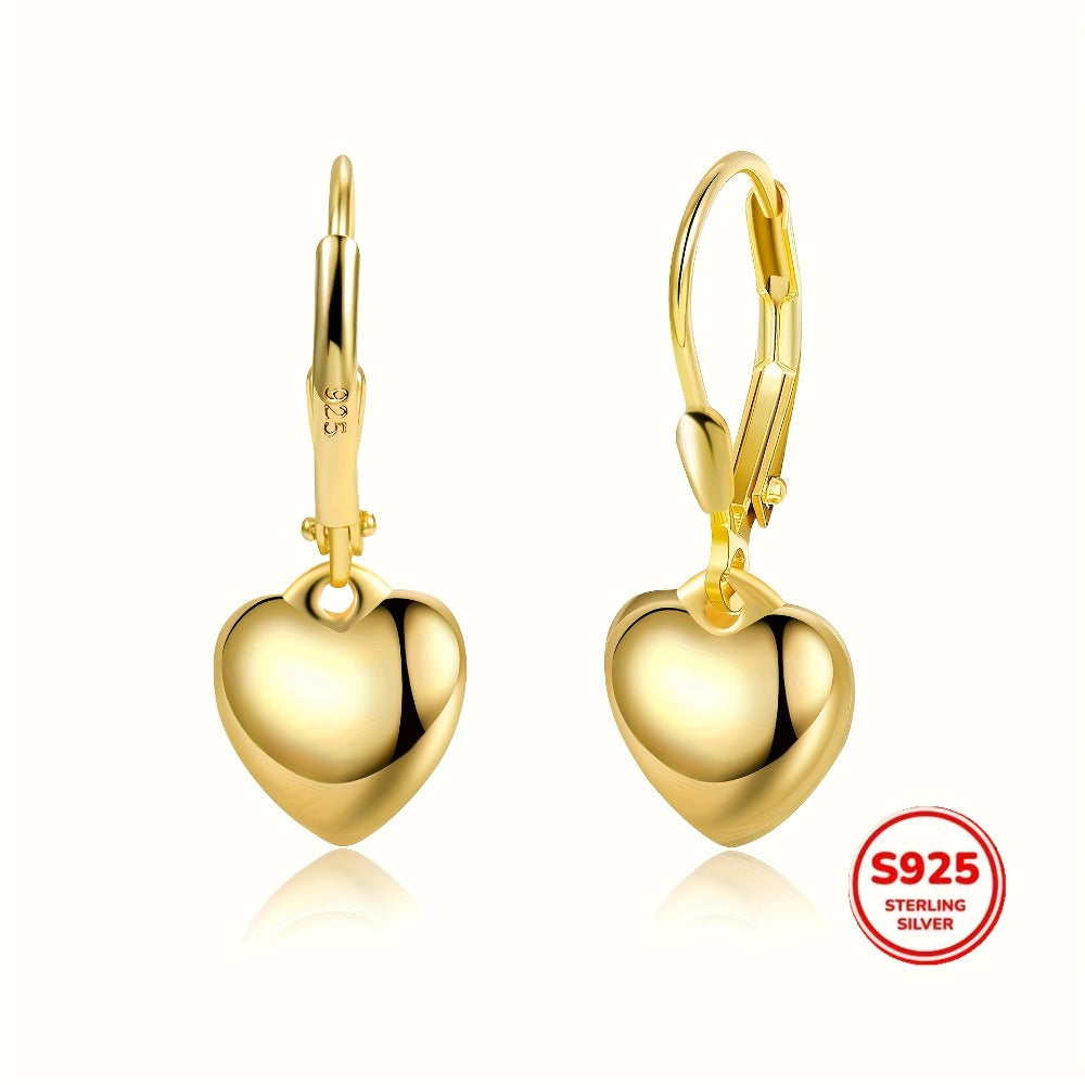 Dangle Earrings for Women - S925 Sterling Silver Heart Elegant Minimalist Heart-Shaped for , 3g - product detail view 4
