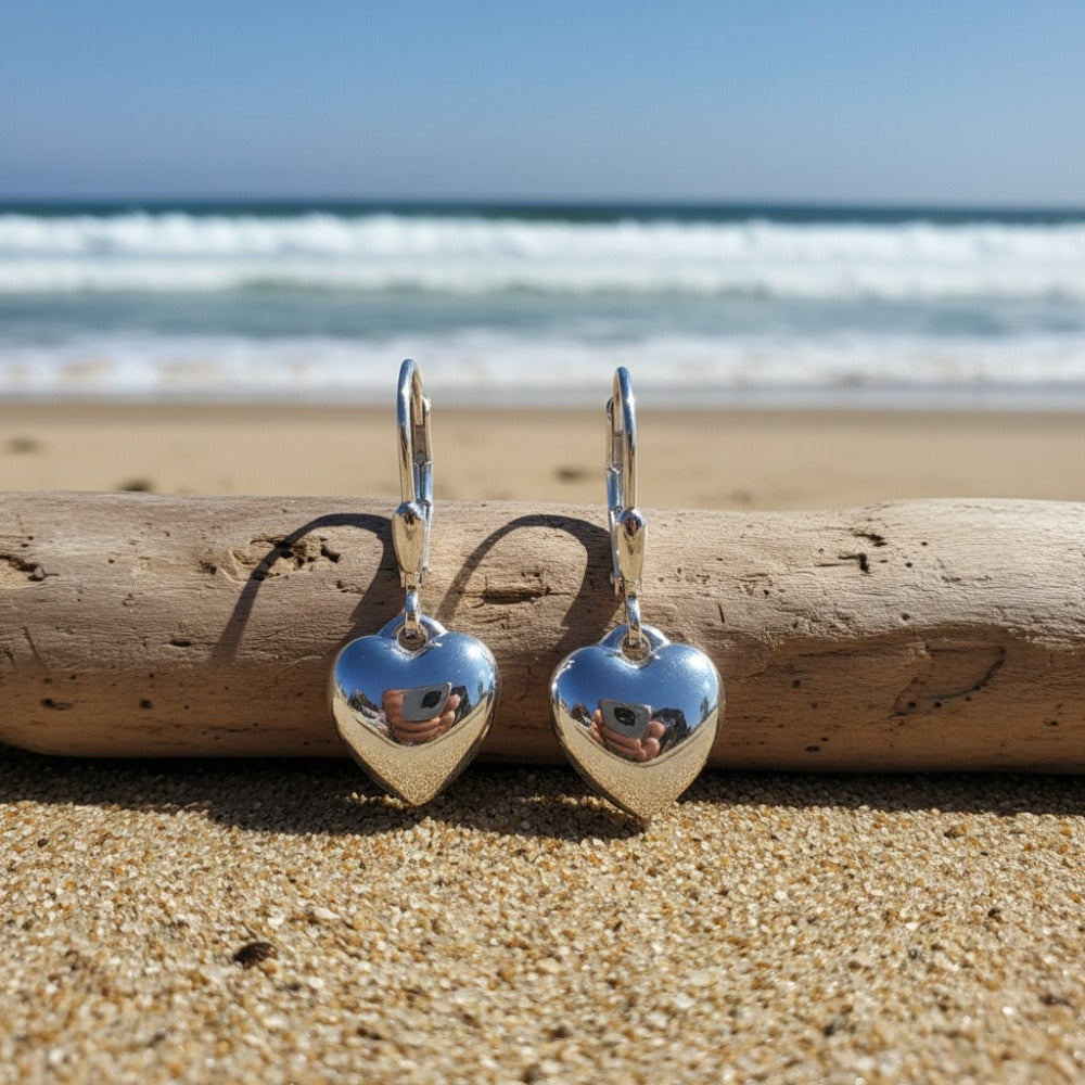 Dangle Earrings for Women - S925 Sterling Silver Heart Elegant Minimalist Heart-Shaped for , 3g - product detail view 7