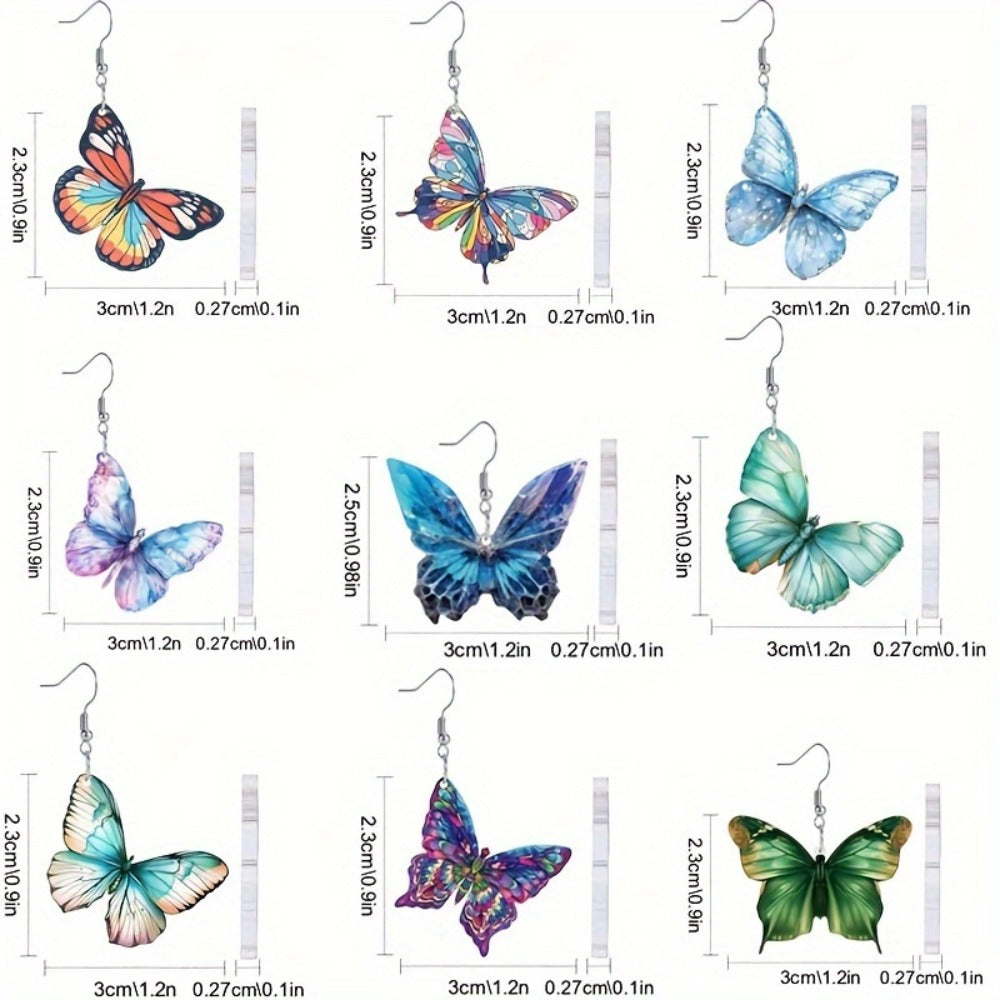 Dangle Earrings for Women - Set for 9 Pairs 18pcs - Colorful Elegant Pendant Drop , Stylish Multicolor - product detail view