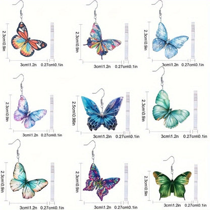 Dangle Earrings for Women - Set for 9 Pairs 18pcs - Colorful Elegant Pendant Drop , Stylish Multicolor - product detail view
