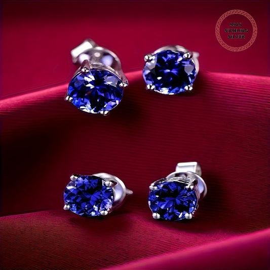 Dangle Earrings for Women - Tanzanite Crystal Drop with 925 Silver Needle - Sparkling Gemstone for - main product view