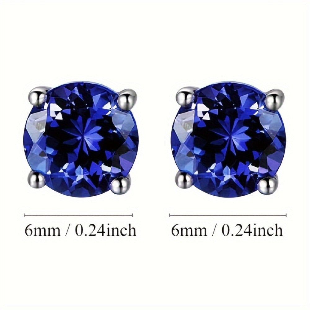 Dangle Earrings for Women - Tanzanite Crystal Drop with 925 Silver Needle - Sparkling Gemstone for - product detail view 6