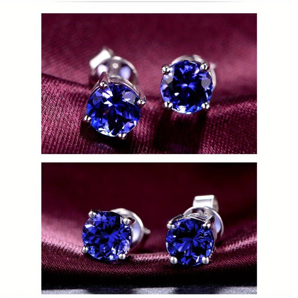 Dangle Earrings for Women - Tanzanite Crystal Drop with 925 Silver Needle - Sparkling Gemstone for - product detail view 8