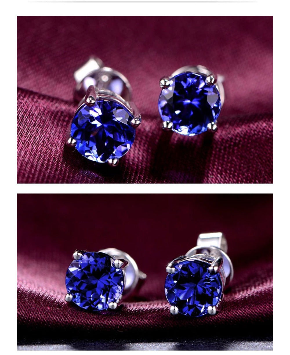 Dangle Earrings for Women - Tanzanite Crystal Drop with 925 Silver Needle - Sparkling Gemstone for - product detail view 9