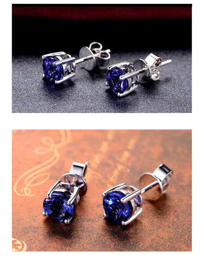 Dangle Earrings for Women - Tanzanite Crystal Drop with 925 Silver Needle - Sparkling Gemstone for - product detail view 10