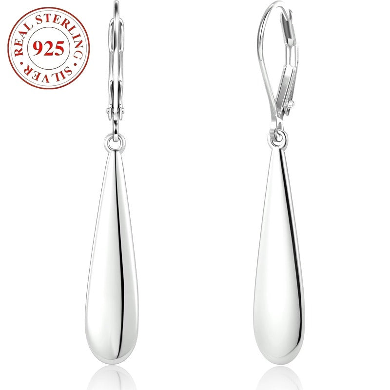 Dangle Earrings for Women - Teardrop for - Hypoallergenic Leverback Drop 925 Silver Plated Long - product detail view 9
