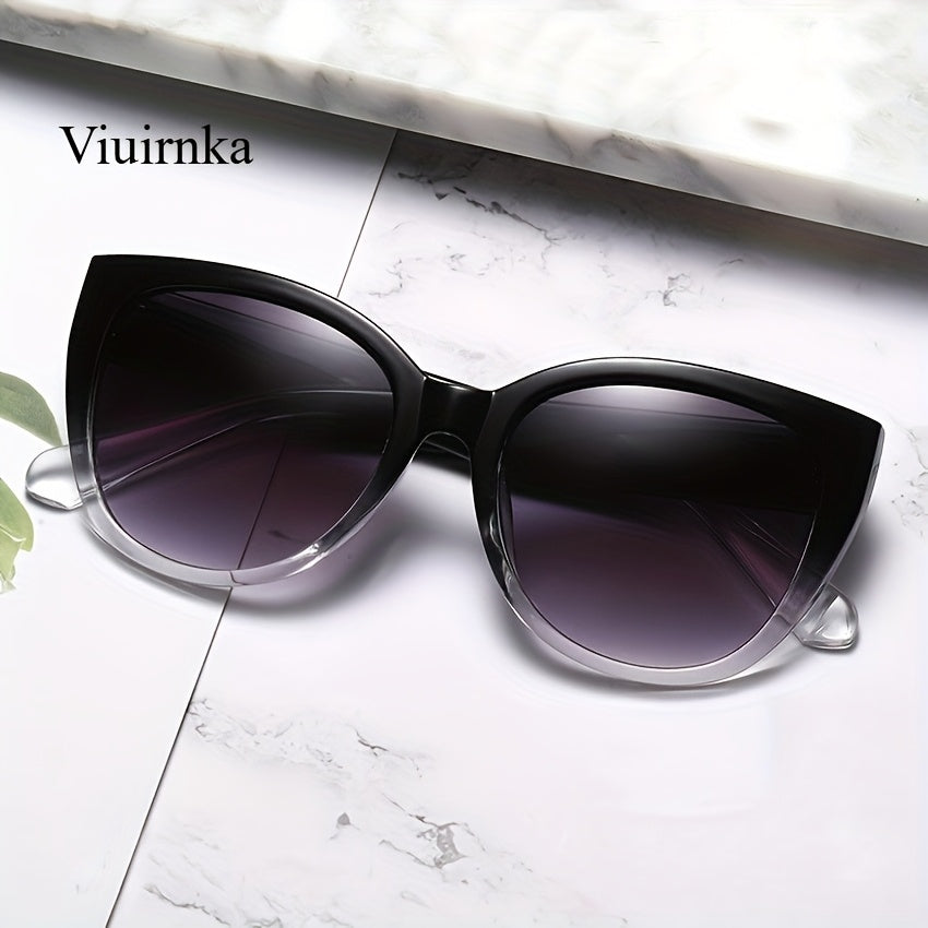 Gradient Cat Eye Sunglasses Men Women Oversized Retro Fashion Gradient Black Lens Summer Eyewear for Beach Vacation Travel Cruise Trendy Unisex Accessories Must-Have