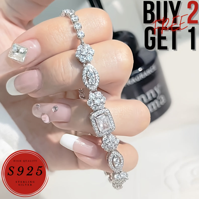 925 Sterling Silver CZ Diamond Bracelet for Women Men - Sparkling Zircon Tennis Bracelet Italy Fashion Jewelry with Gift Box, Birthday Anniversary Holiday Gift for Couples