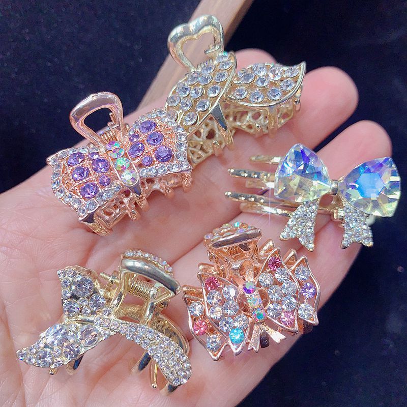 Hair Claw Clips 10pcs Luxury Zirconia Bow Flower Design Nonslip Jaw Clips Elegant Rhinestone Barrettes Hair Accessories for Women Wedding Daily Styling Headwear