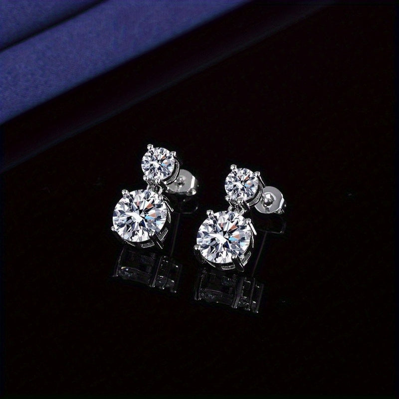 [Christmas Valentine's Day] 5Carats Moissanite Stud Earrings for Women, 925 Sterling Silver Drop Earrings, Fine Jewelry Gifts for Women Men, Christmas Gifts for Ladies Mother Father, Valentine's Day Gifts for Women Men