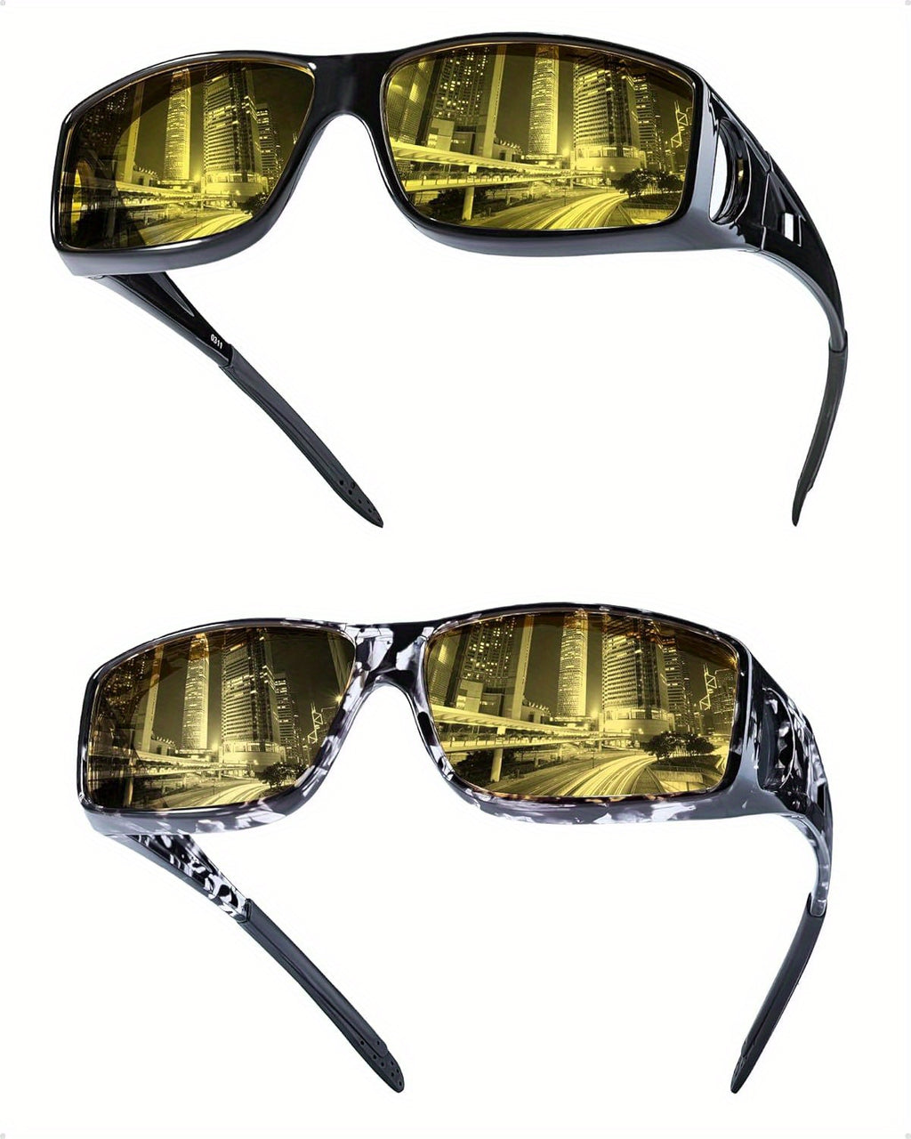 Night Vision Driving Glasses Fit Over Glasses for Men Women, Anti Glare Yellow Nighttime Glasses