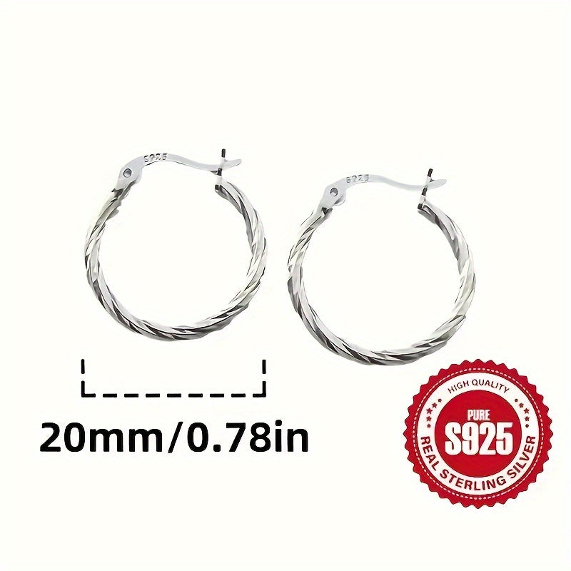 [Luxurious Geometric Earrings] 2 Pairs of S925 Silvery Earrings - Luxurious, Sexy, Classic Geometric Twist Design Jewelry, Perfect for Holiday Gifts, Great for Mothers, Sisters and Friends, Best for Christmas