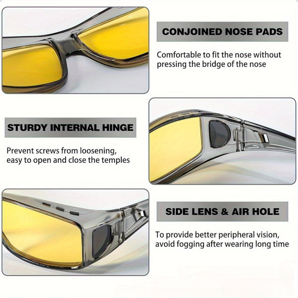 Night Vision Driving Glasses Fit Over Glasses for Men Women, Anti Glare Yellow Nighttime Glasses