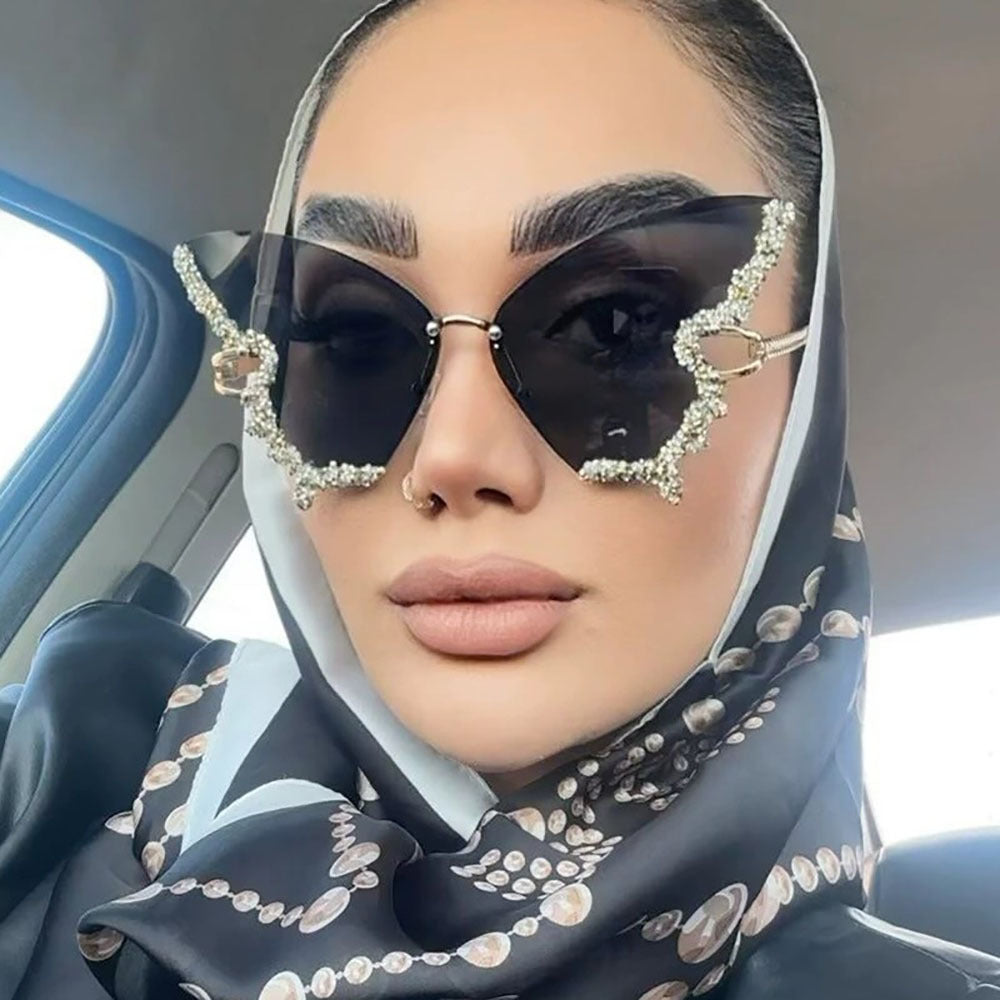 1pc Butterfly Rhinestone Rim Women's Fashion Glasses - Sparkling Decorative Eyewear with PC Lens for Parties, Events & Photo Shoots, Event Accessories | Glamorous Glasses | Elegant Design
