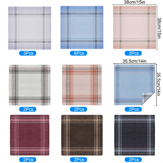 24pcs Men's Cotton Handkerchiefs, Classic Retro Stripes & Plaid, Lightweight & Durable, Easy-Care Reusable Square Hankies, Perfect Gift for Gentlemen, Fathers, or Anyone Who Enjoys a Good Hankie, Men's Handkerchiefs | Retro Style Hankies | Lightweight Fab