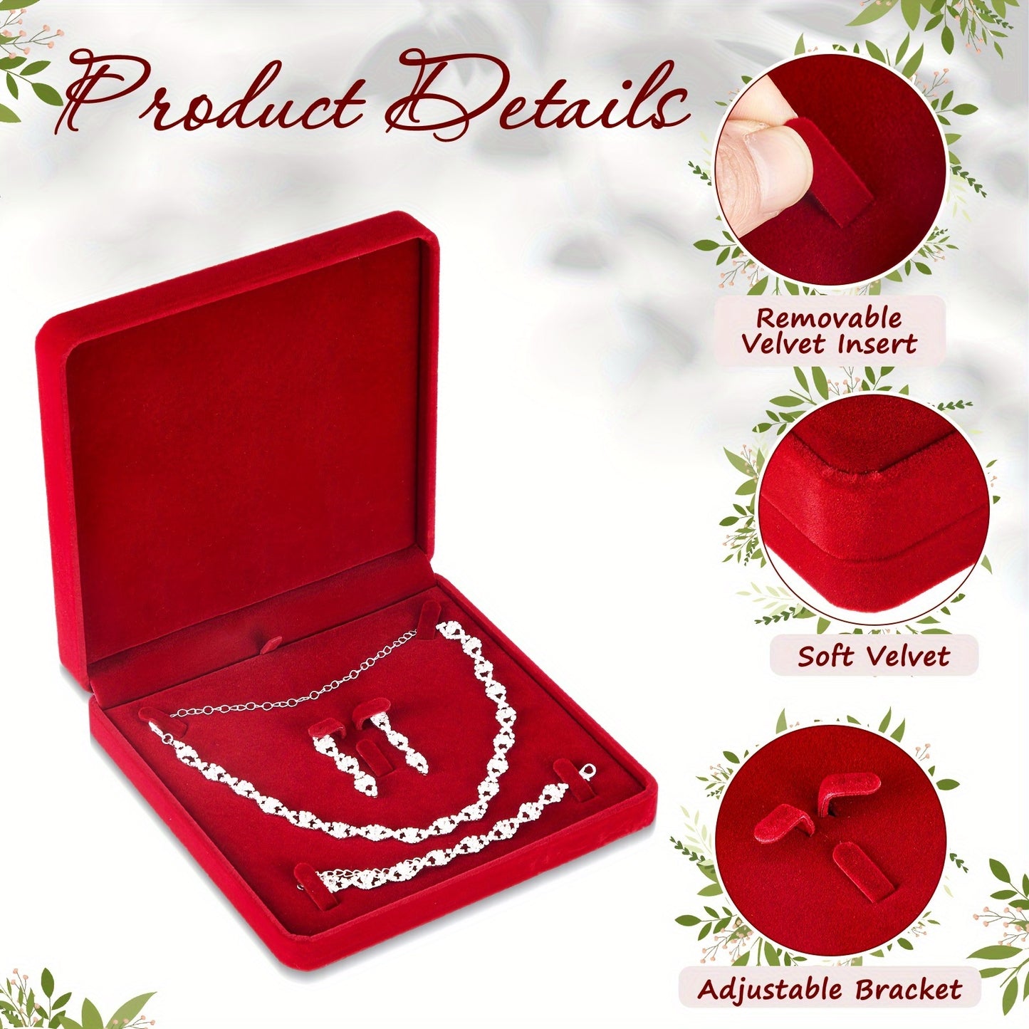 Velvet Jewelry Box with Lid 6pcs – Wine Red Fabric Gift Case for Bracelets, Necklaces & Rings, Elegant Wedding Favor & Travel Jewelry Storage Set