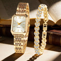 Set of 2 Women'S Stylish Vintage Watches - Opulent Heart-Shaped Chain Design Quartz Watch, Timeless Pointer Style Watch, Ideal Gift for Birthdays, Christmas, Easter, And New Year'S Celebrations