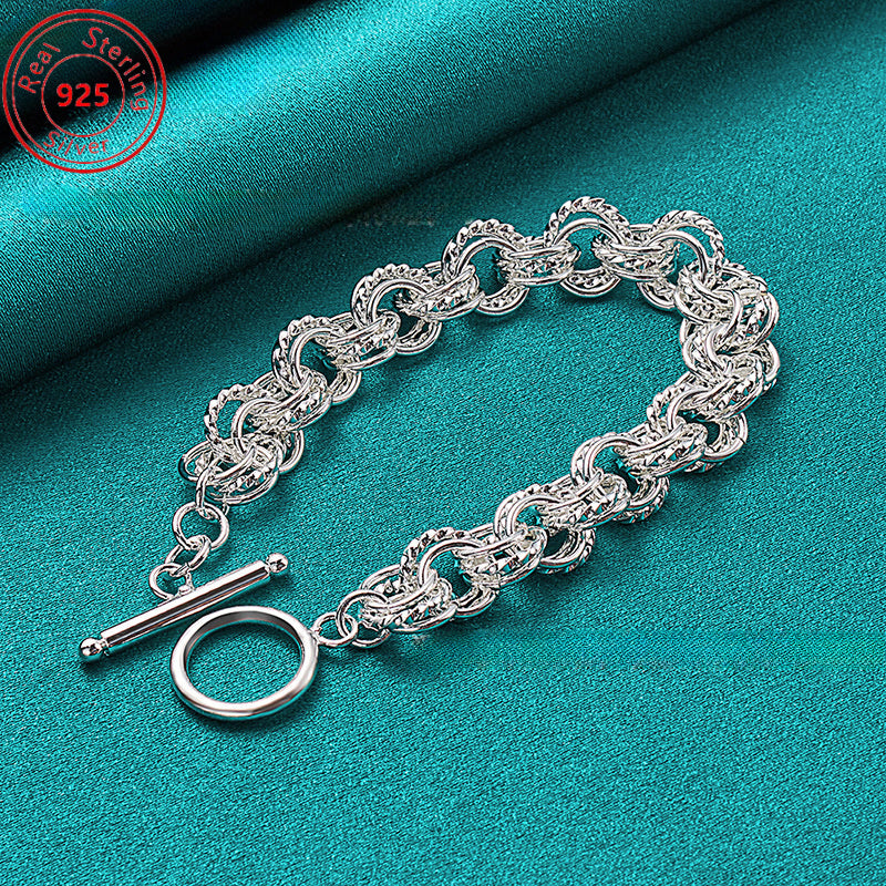 Set of 2 - S925 925 Silver - Elegantly Twisted Double Ring Bracelet - a Stylish And Minimalist Design - Perfect for Daily Use And Celebrations - Ideal for Valentine'S Day, Mother'S Day, Or Birthday Presents