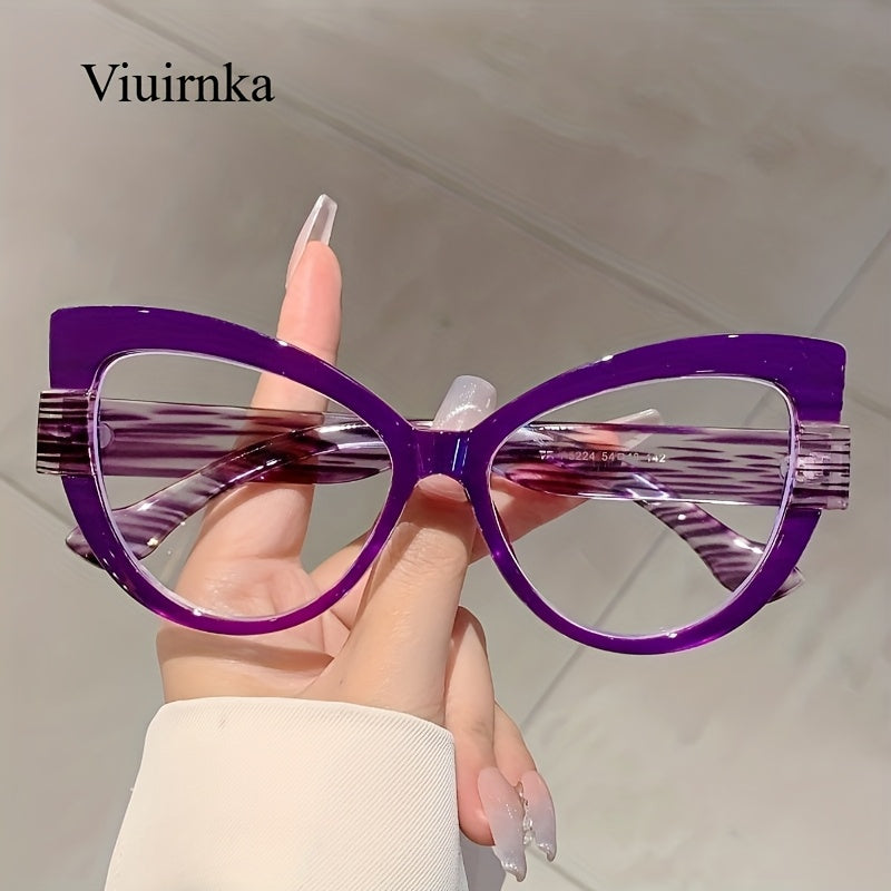 Leopard Print Cat Eye Glasses Women Oversized Color Block Gradient Frame Fashion Eyewear Cute Decoration Glasses Daily Wear Parties Cruise Summer Must-Have Green Purple