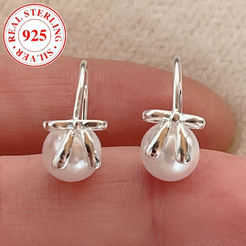 1pc S925 Silver 925 Pounds Fresh Water Imitation Pearl Strap with Ladies' Earrings, Ladies' Holiday Gift