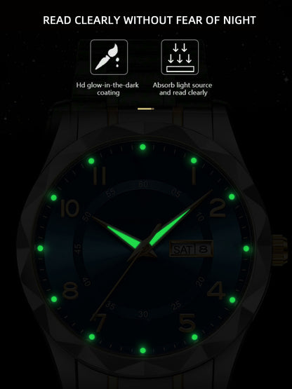 Men's Stainless Steel Business Watch with Date Display - Luxury Analog Dress Wristwatch for Men, Classic Quartz Timepiece for Office Professional Casual Wear