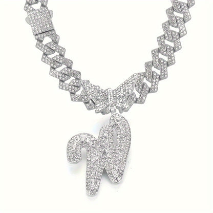 Cuban Link Chain Necklace - Initial Letter for Men Women - with Butterfly Alphabet Pendant A-Z, Gold & - product detail view