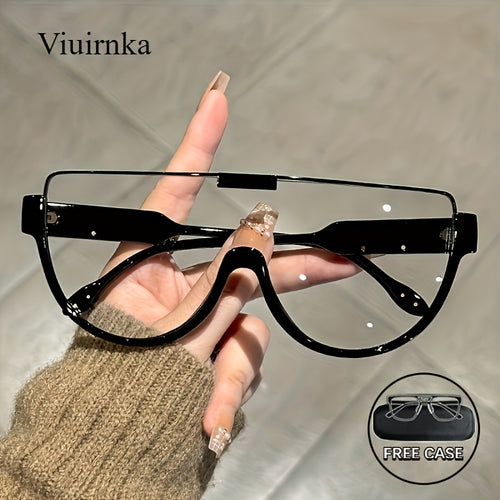 Oversized Semi-Circular Sunglasses Unisex Glare Resistant Trendy Fashion Shades Daily Wear Travel Vacation 5 Lens Colors Gray Orange Blue White Durable