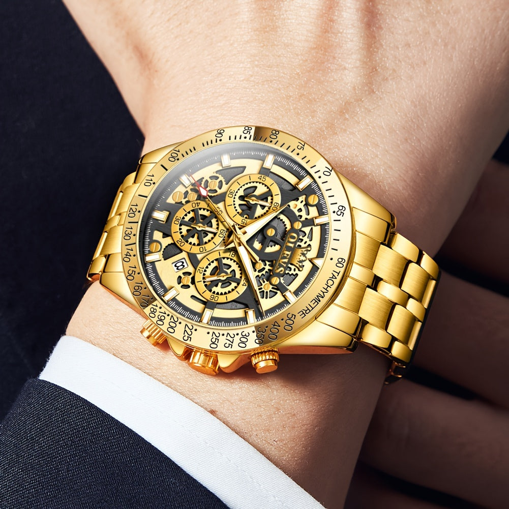 OLEVS Watch Men Stainless Steel Watches Luxury Chronograph Multifunction Men Wrist Watch with Date Business Classic Dress Watch for Men Gift for Men Reloj De Hombre