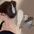 2pcs set of new French-style exquisite black and white angel wing design rhinestone sparkling hair clips for everyday parties and outdoor decoration. Suitable for s and women to wear on a daily basis, on vacation, or at parties. An ideal choic