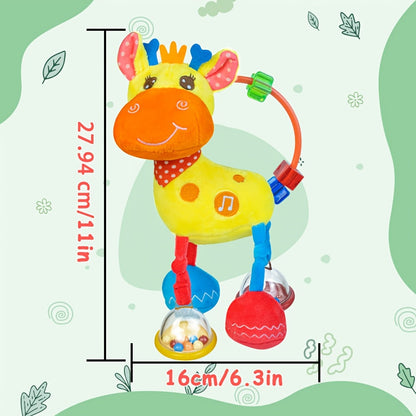 Deer Baby Plush Rattle Toy - Crinkle paper, rattle and squeak sensory play – view 2