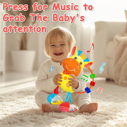 Deer Baby Plush Rattle Toy - Crinkle paper, rattle and squeak sensory play – view 5