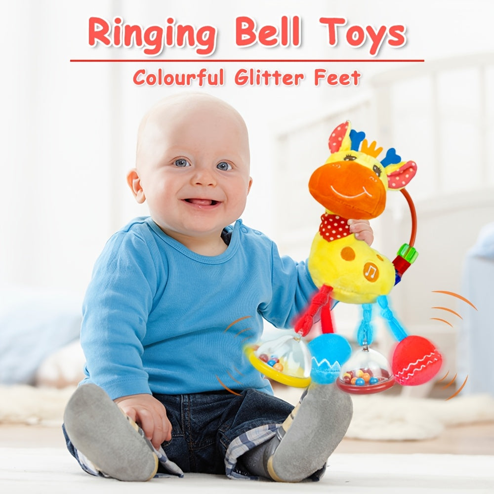 Deer Baby Plush Rattle Toy - Crinkle paper, rattle and squeak sensory play – view 6