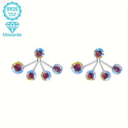 Moissanite Hoop Earrings 925 Sterling Silver Colorful Torus Earrings for Women Hypoallergenic Boho Dazzling Sparkle Jewelry Party Daily Gift