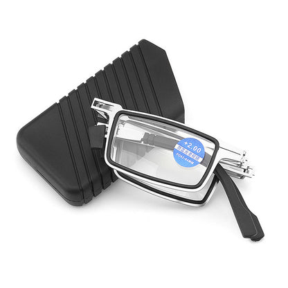 Folding Reading Glasses Blue Light Blocking 2 Pairs Stainless Steel Frame HD Portable with Case +100 to +400 Travel Men Women