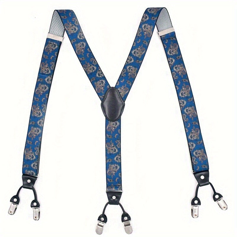 Men'S Y-Back Suspenders Featuring 6 Metal Clips for Added Security, Adjustable Elastic Design, Perfect for Trousers, And an Excellent Gift Option