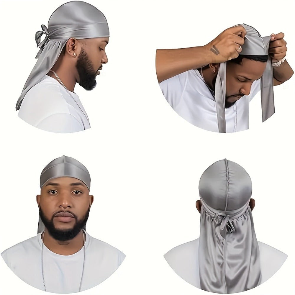 Durag - Silky Satin Set 10/12-Pack for Men & Women 360 Waves Long Tail - product detail view 12
