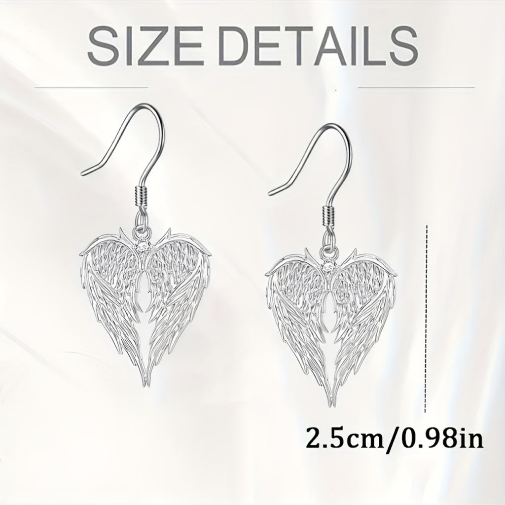 Angel Wings Heart Pendant Earrings Necklace Boho Vintage Silver Women Gift Christmas Valentine Mother's Day Birthday Party