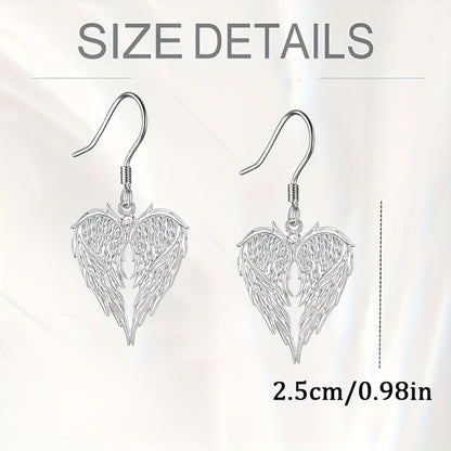Angel Wings Heart Pendant Earrings Necklace Boho Vintage Silver Women Gift Christmas Valentine Mother's Day Birthday Party