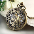 JewelryWe Automatic Mechanical Watch Classic Hollow Gear Skeleton Hand Wind Steampunk Retro Watch with Chain