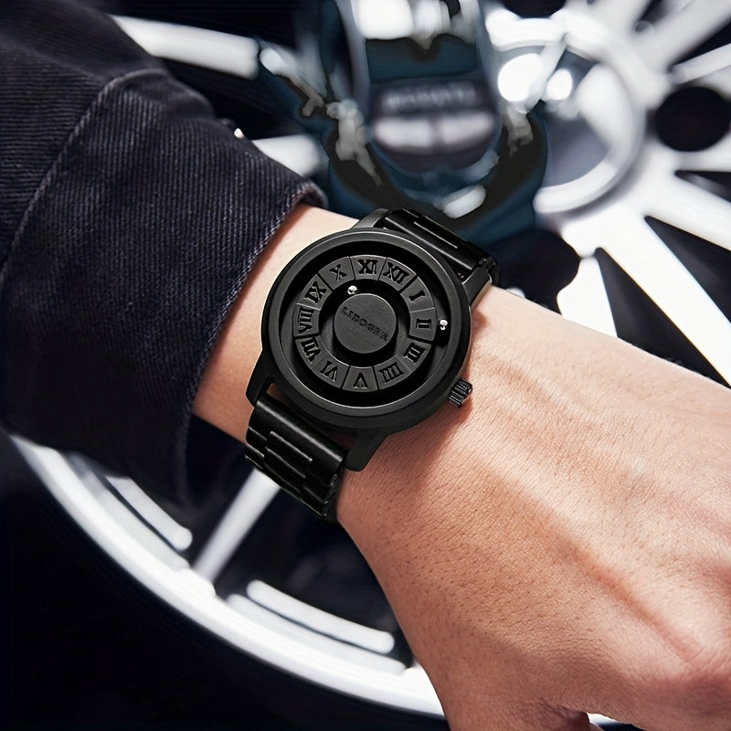 Men's Magnetic Steel Ball Watch | Touch-to-Read Vintage Business Wristwatch, No Mirror Unique Design Stainless Steel Quartz Watch for Men – Bold Statement Timepiece