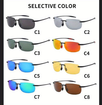 Sports Sunglasses Polarized TR90 Rimless - UV400 Lightweight Frameless Men Women Running Fishing Baseball Cycling Hiking Golf 4 Colors