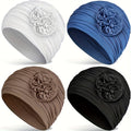 4pcs for Women's Soft Breathable Turban Hat - Elastic Chemo Suitable for Cancer, Chemotherapy, Sensitive Scalp - Comfortable Beanie Wrap