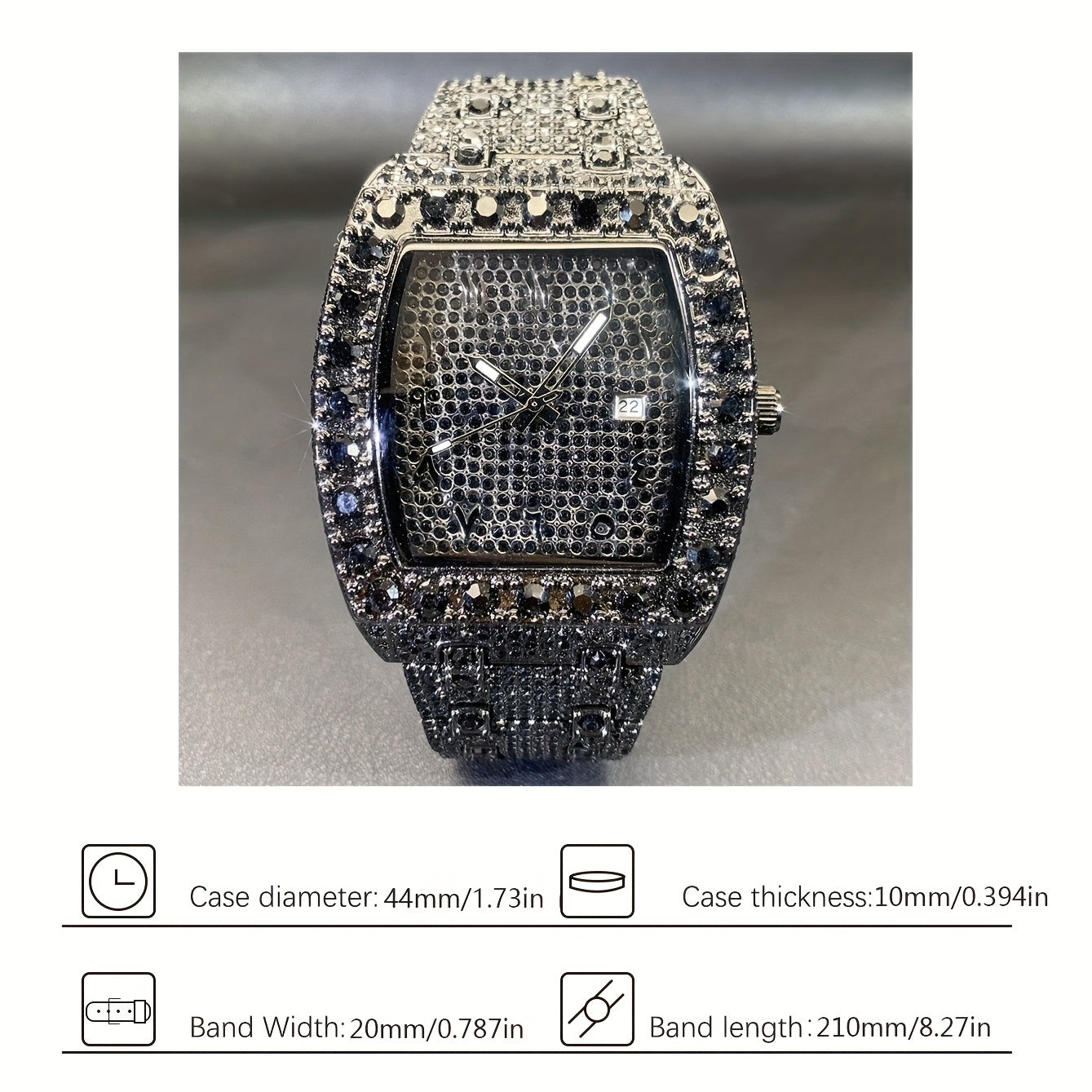 Classic Silvery Wine Barrel Shaped Dial Men's Luxury Brand Rhinestone Watch Original Ice Out Sparkling Party Clock for Women