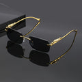 A Unique Pair of Glasses with Leopard Print Design And Frameless Square Lenses, with Glasses Case And Cleaning Cloth Suitable for Casual Gatherings And Fashionable Outfits. They Are a Perfect Photo Prop for Both Men And Women