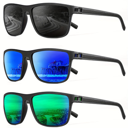 Polarized Sunglasses 3 Pack for Men Women – Classic Square Sport Lightweight UV400 Anti-Glare Eyewear for Golf Running Fishing Cycling Outdoor, 12 Color Combinations