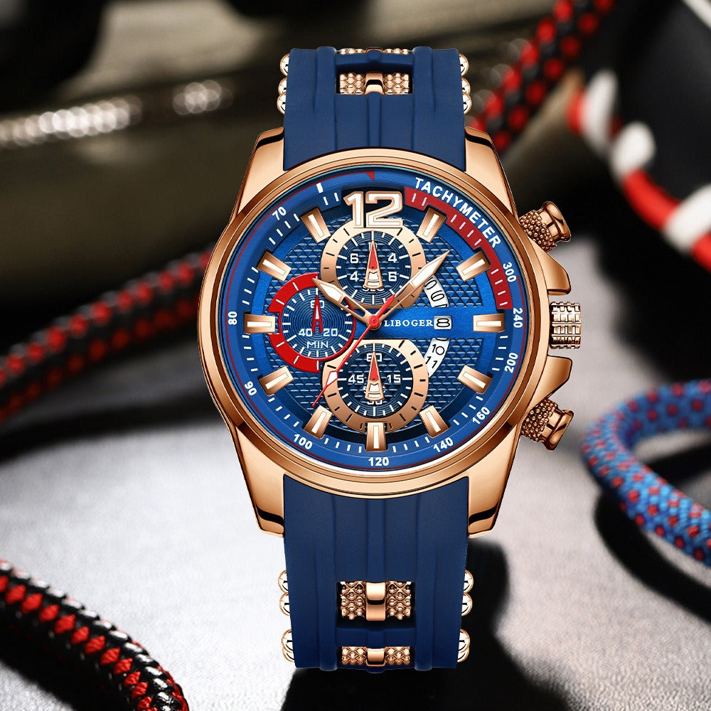 1pc Men'S Fashion Casual Quartz Watch, Silicone Strap, Date Display - Stylish Casual Wristwatch for Casual Attire, Casual Wristwatch | Sporty Watch Design | Quartz Movement, Thanksgiving, Christmas The Perfect Gift Reloj Para Hombre.
